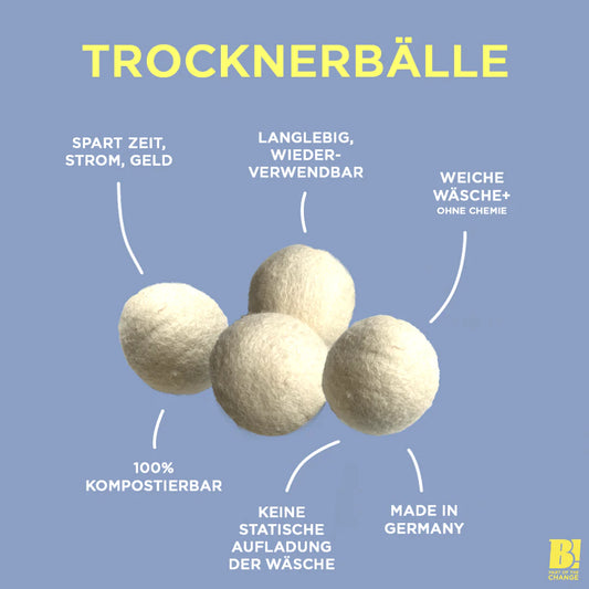 4er Set Trocknerbälle aus deutscher natürlicher Schafwolle