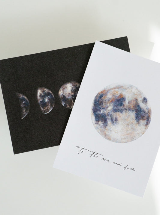 2er Set Postkarten 'Mond' & 'Mondphase'