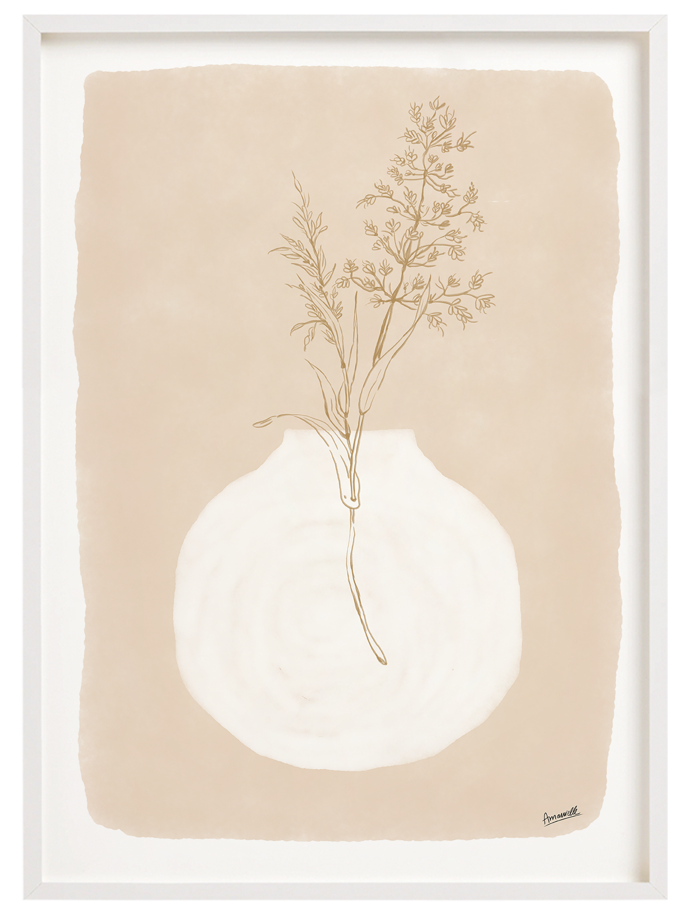 Kunstdruck 'Grasses White Vase'