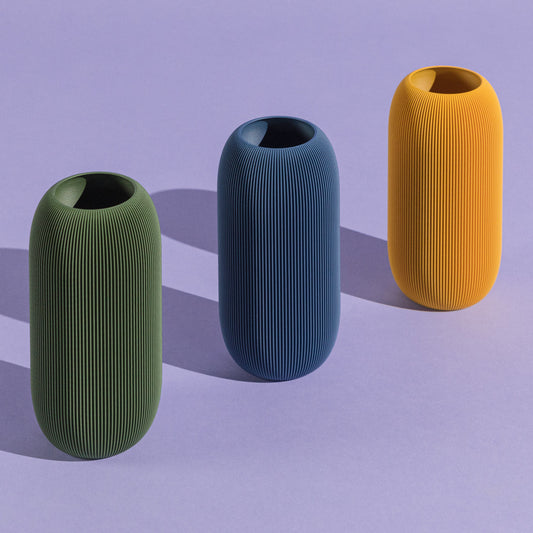 3D-Druck Vase 'Pille' in natürlichen Farben