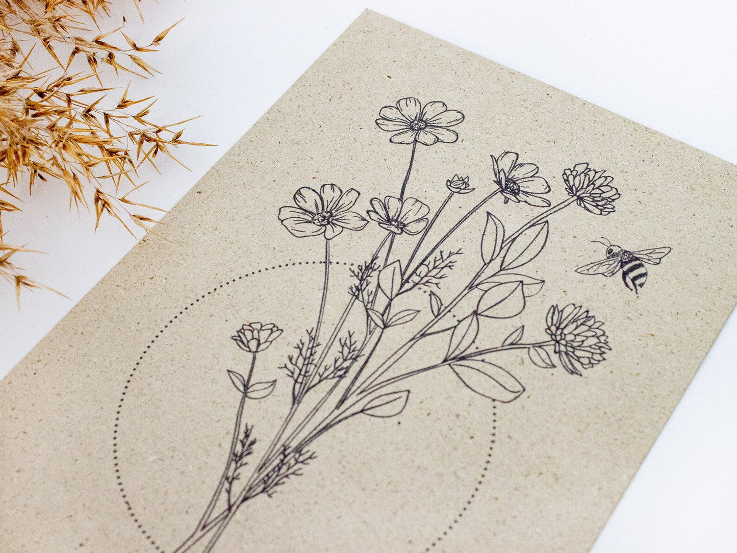 Graspapier Postkarten 'Blume' & 'Zitrone'